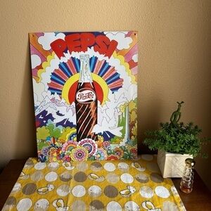 Metal colorful sunburst Pepsi cola sign